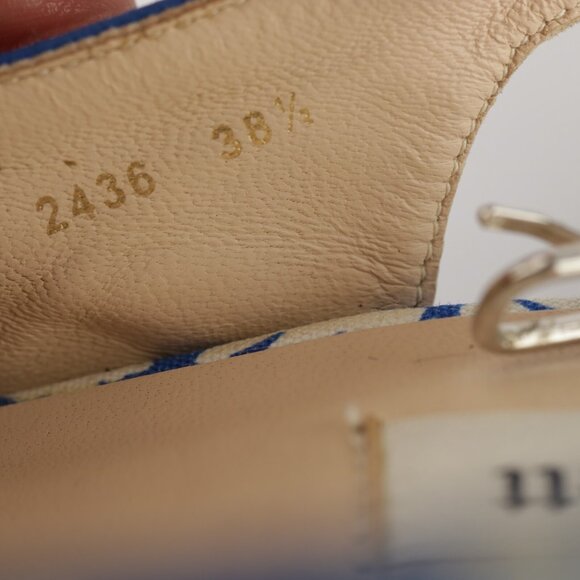 LK Bennett Women Clemmie Pump Size 38.5 8.5 Blue White Floral Slingback Platform - Picture 11 of 16